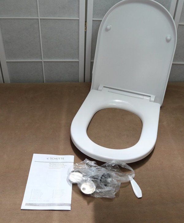 SCHÜTTE WC Sitz Duroplast D Form, Toilettensitz Absenkautomatik 82910 - BESCHÄDIGT