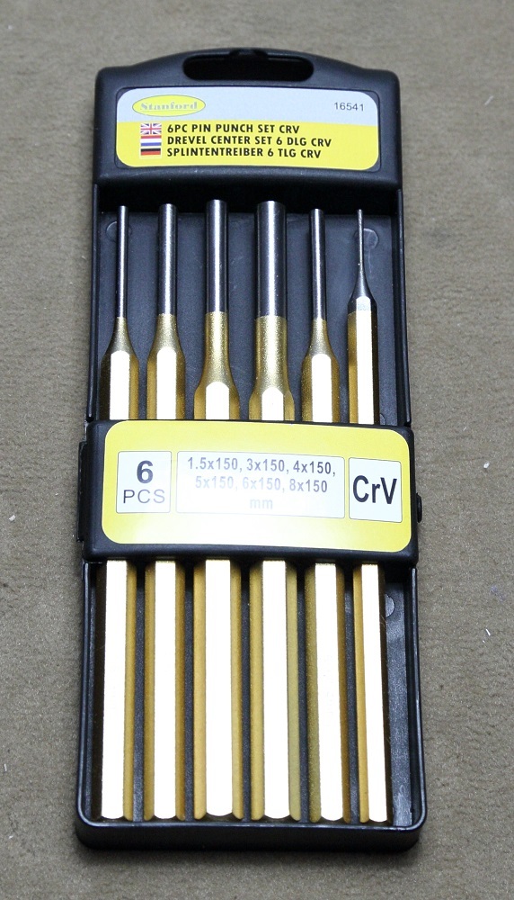 Stanford 16541 6 tlg. Splinttreiber-Satz 1,5 - 8 mm, Durchschläger CRV gelbgold