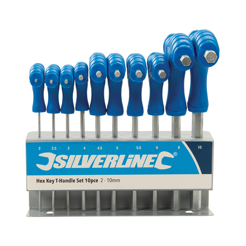 Silverline 323710 Innensechskantschlüssel-Satz Imbus T-Griff 2-10mm Stiftschlüssel