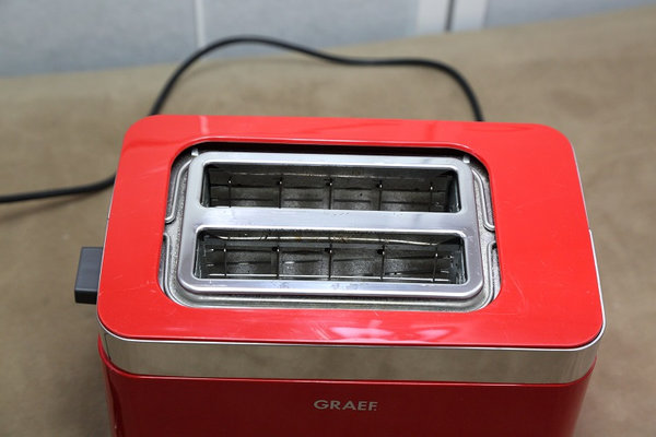 Graef TO63EU Toaster 2 Scheiben Brötchenaufsatz 888 Watt Edelstahl rot