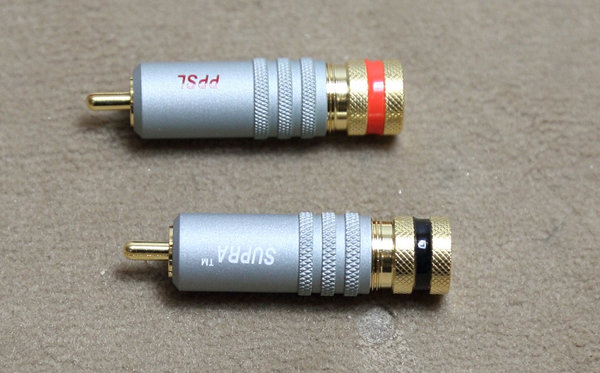 Supra Cables PPSL High-End Cinchstecker RCA Chuckverschluß vergoldet 1 Paar