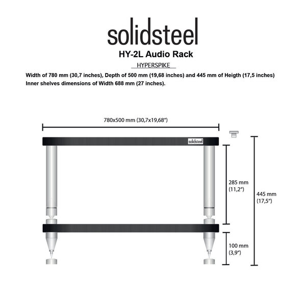 Solidsteel Hyperspike Junior HY-2L High-End Rack schwarz B 780 x H 445 x T 500 mm bis 90 KG/Etage