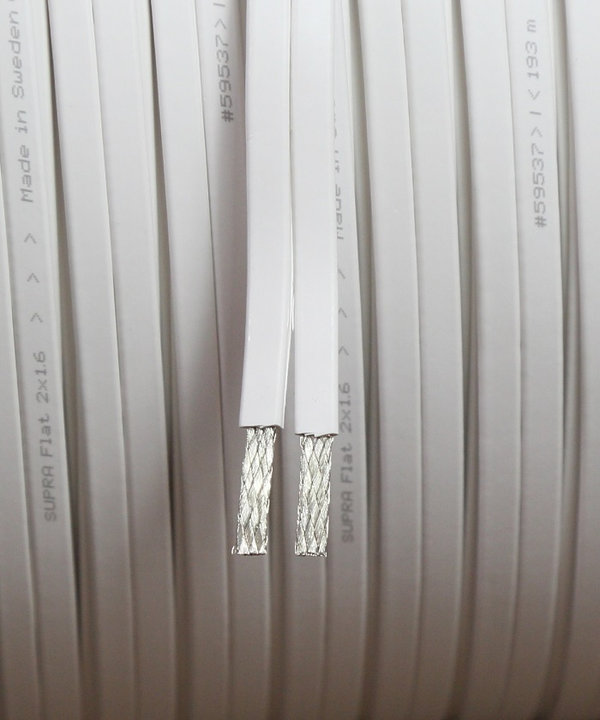 Supra Cables FLAT Lautsprecherkabel 2x1.6mm² superflach weiss / Meterware