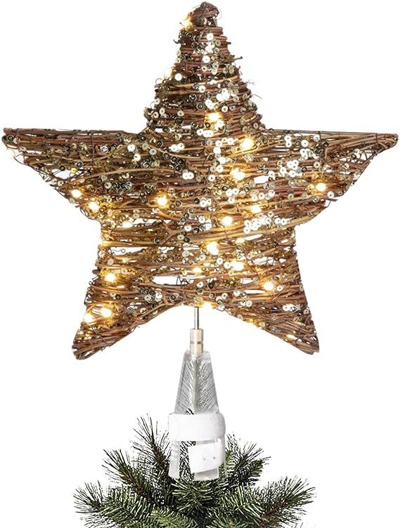 EAMBRITE 25cm Weihnachten LED Weihnachtsbaumspitze Stern mit 40 LED